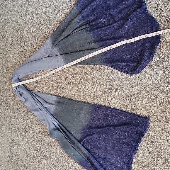 Vintage Blue and Gray Metallic Scarf - Picture 2 of 6